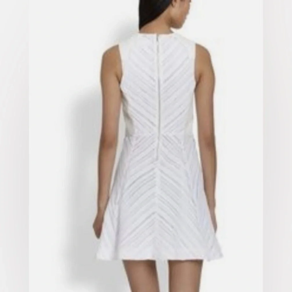 White Striped Fit and Flare Skater Dress - Picture 2 of 7